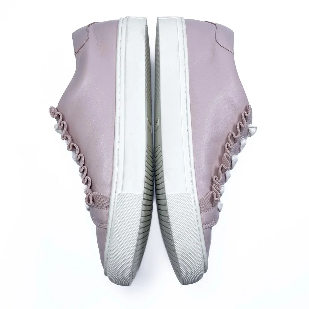 Tory Burch Sport‎ Ruffle Sneakers Women's Sz 8 Pink Leather EUC Preppy Feminine